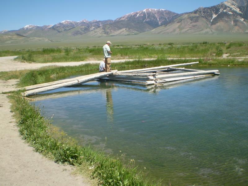 Barney Hot Springs  The old cowboys and ranchers put a barrier of logs around the hot springs to raise the temp to a nice level. the walls used to be a lot higher so their women folk could have a little privacy when they took their weekly bath.